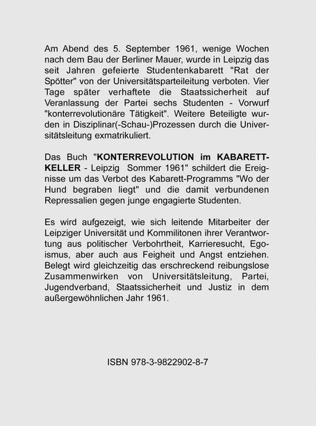 KONTERREVOLUTION im KABARETTKELLER - Leipzig Sommer 1961 - Jürgen Klammer
